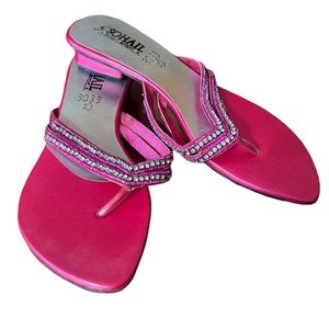 WOMEN FANCY PINK FANCY SHORT HEEL SLIPPERS